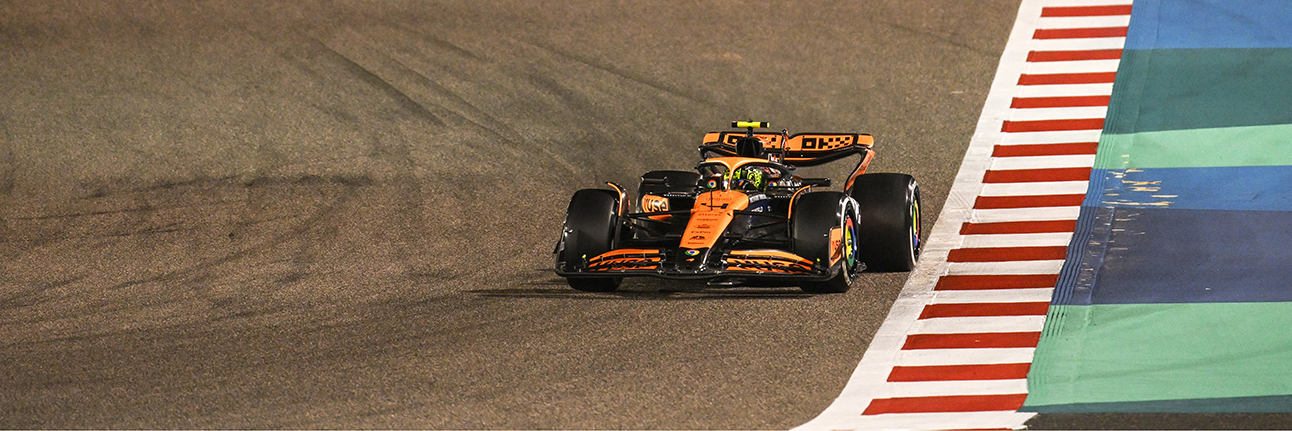 Lando Norris racing in the Bahrain Grand Prix