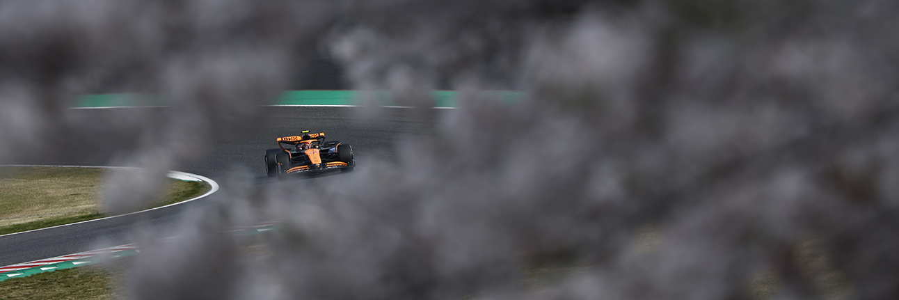 Lando Norris on track in his McLaren F1 car at the Japanese Grand Prix