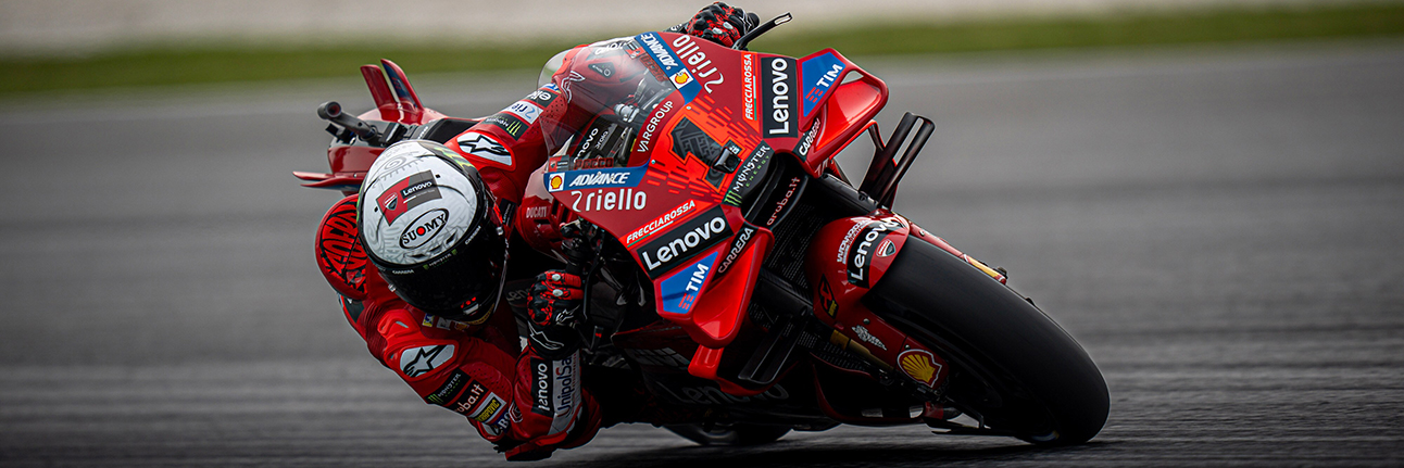Pecco Bagnaia testing his Ducati for the 2024 MotoGP season