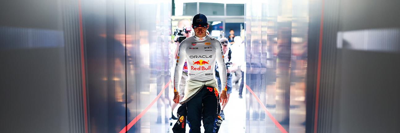 Max Verstappen walking into the Red Bull F1 garage at the Saudi Arabian Grand Prix