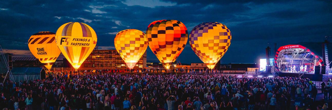 The Hot Air Balloon Night Glow at the 2023 Silverstone Festival