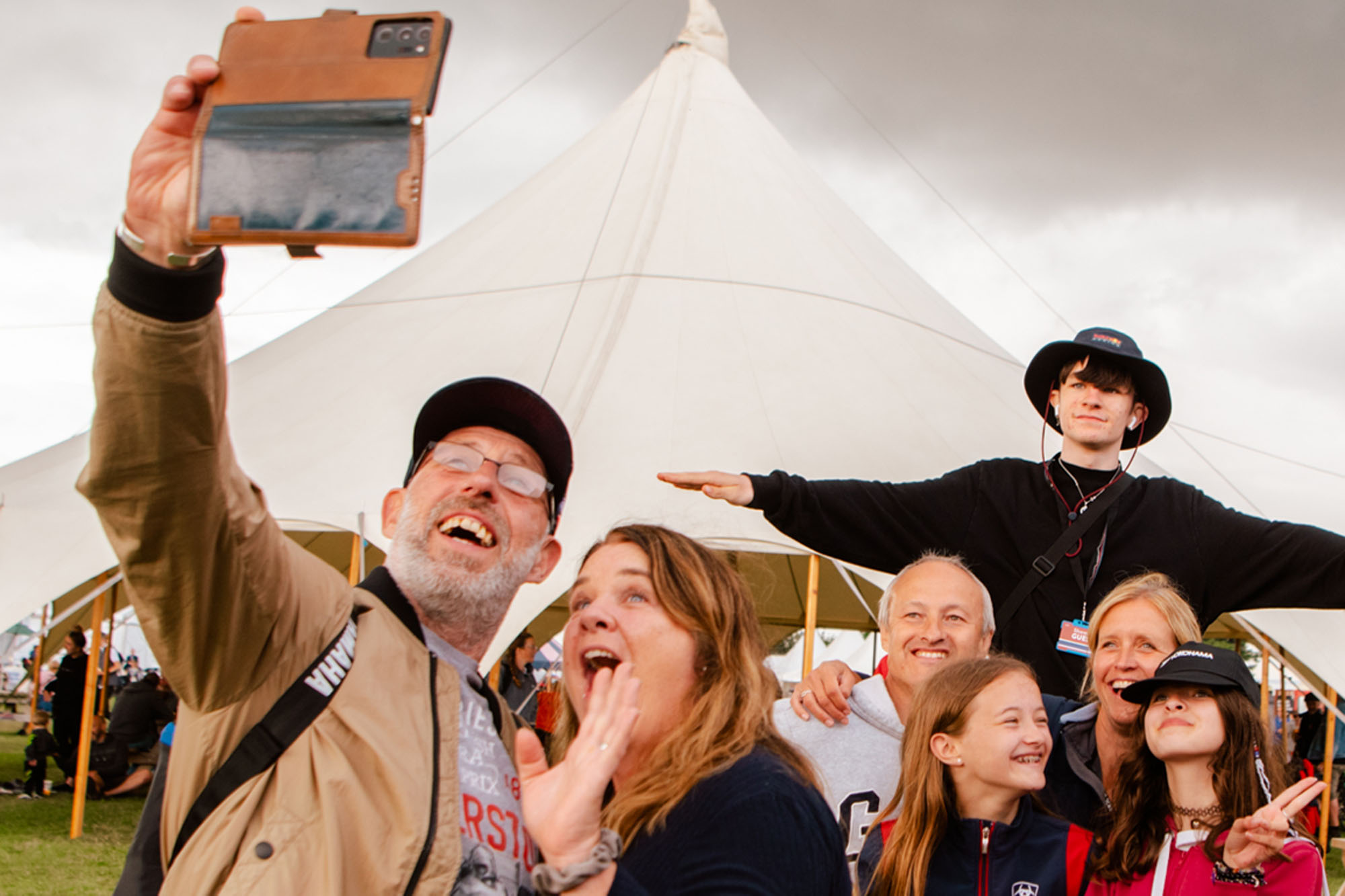 family taking a selfie at the classic