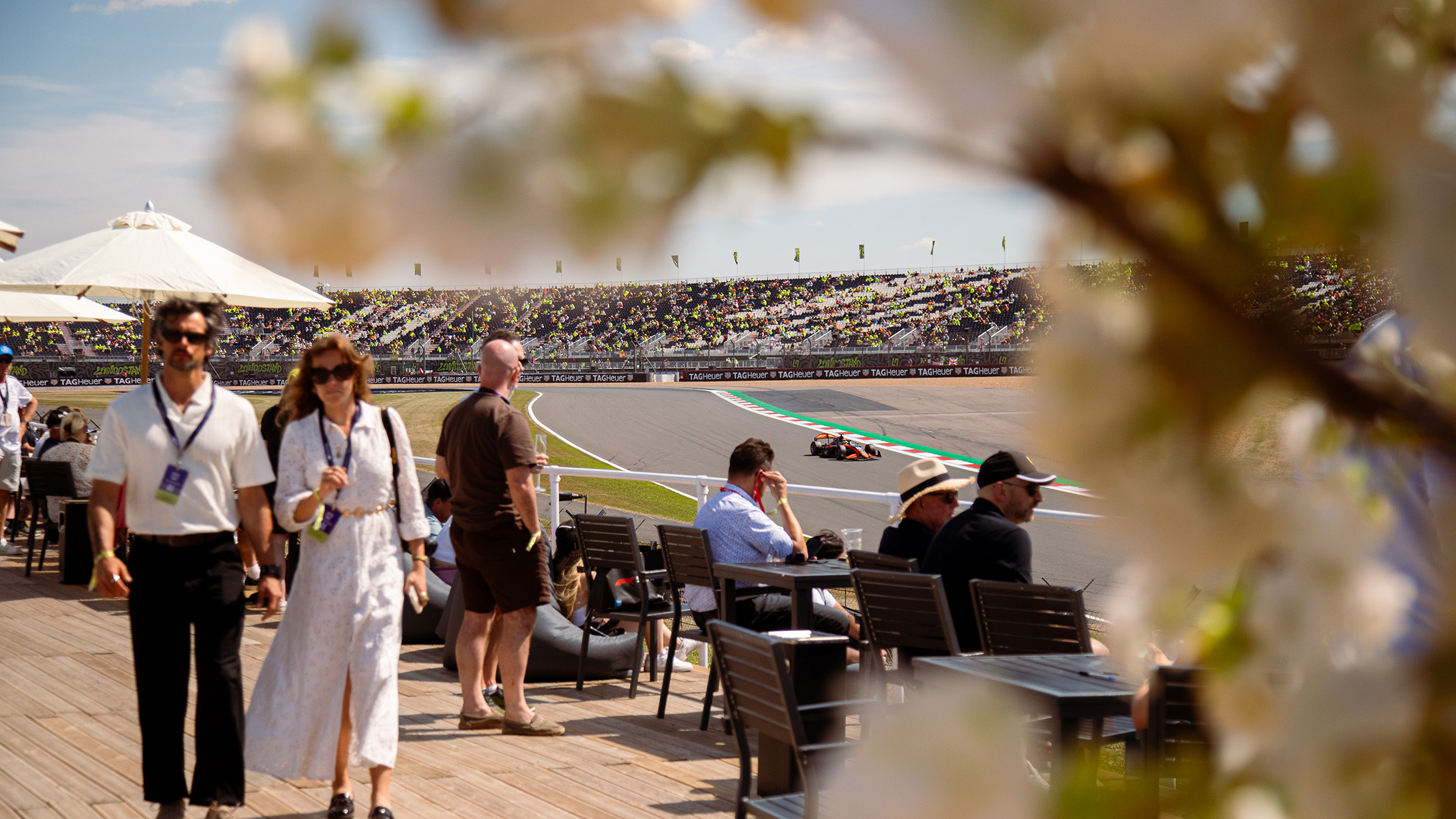 Hospitality guests watching the racing at Silverstone