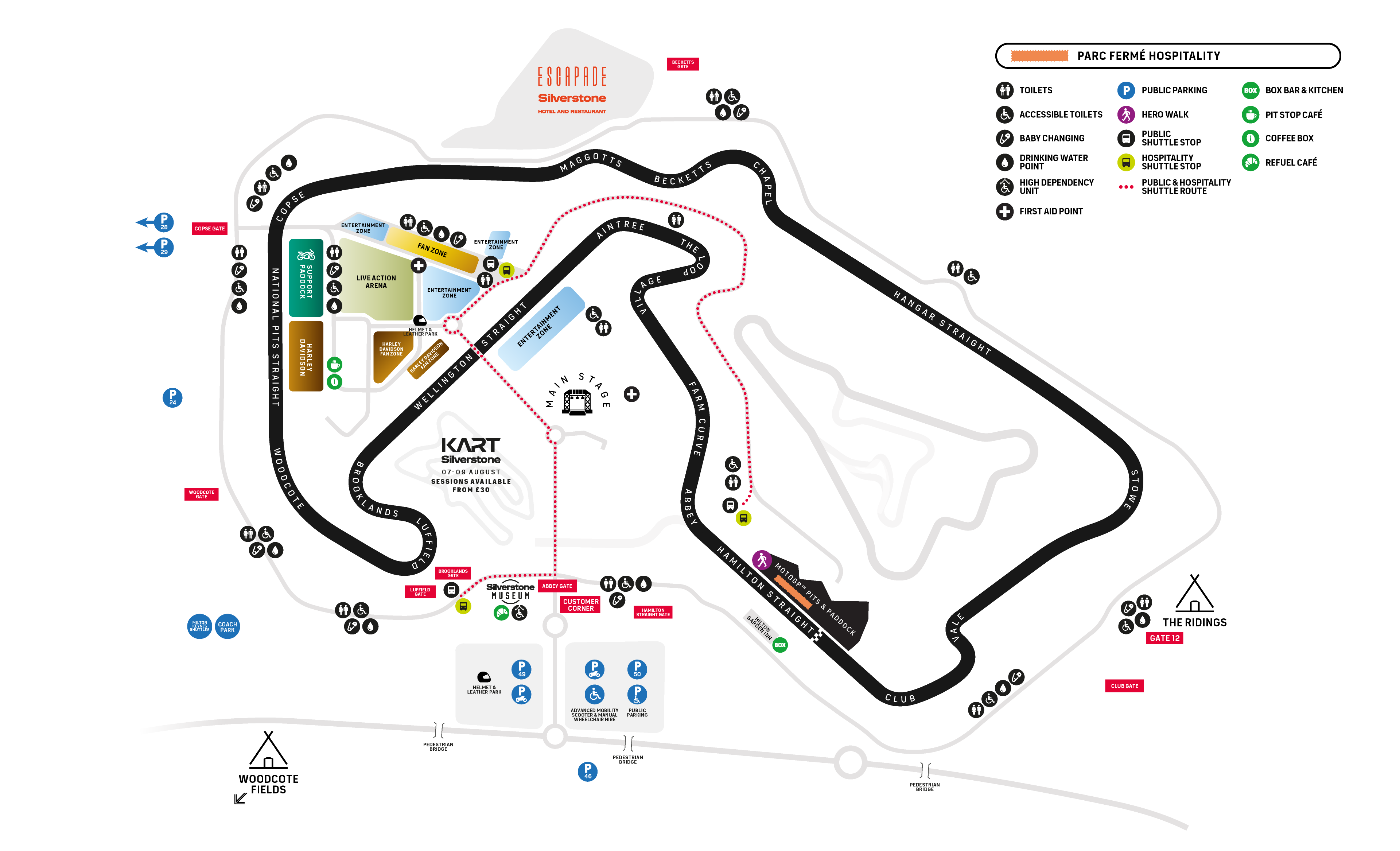 F1 BGP 2026 hospitality venue locations map around Silverstone circuit