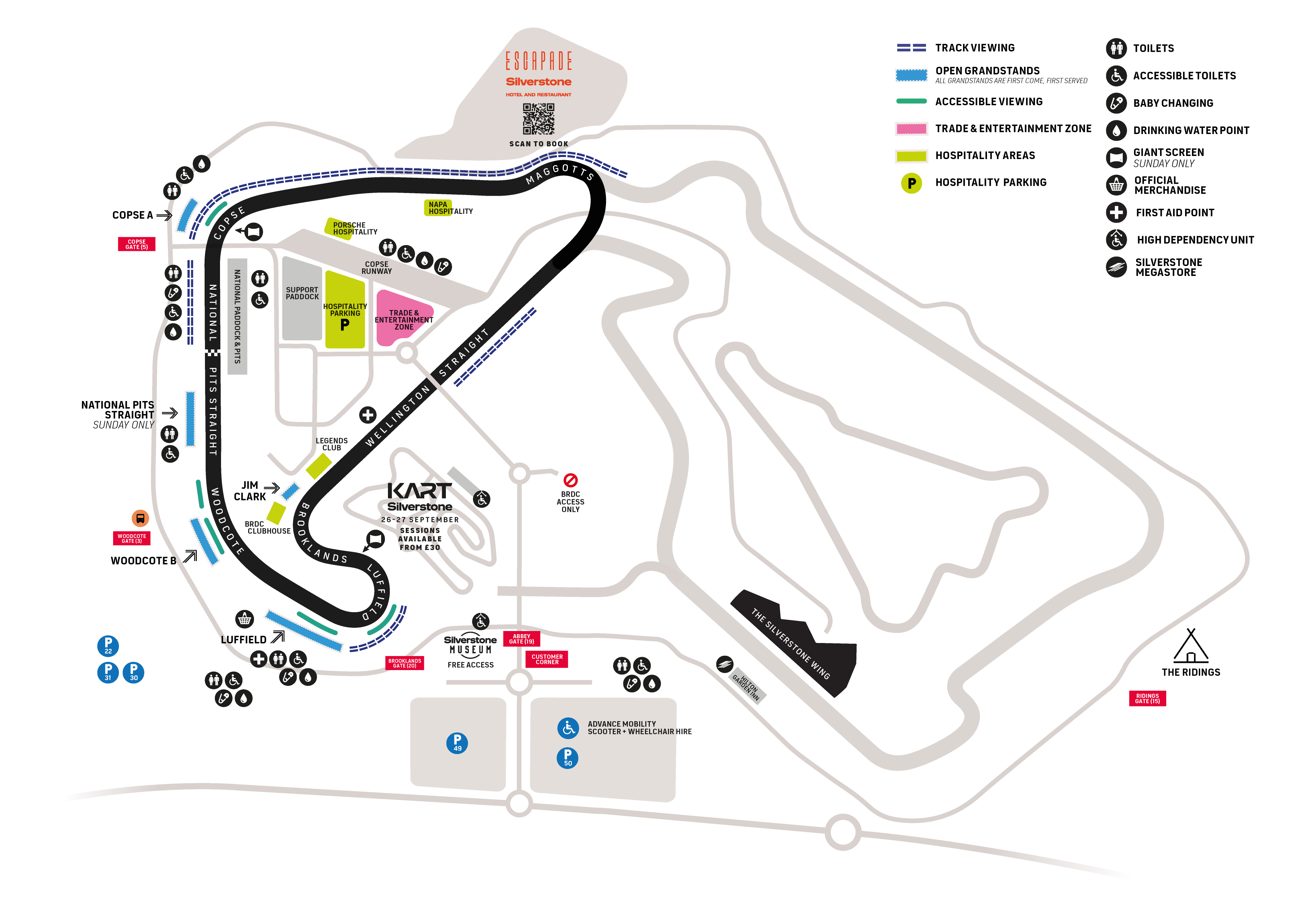 F1 BGP 2026 hospitality venue locations map around Silverstone circuit