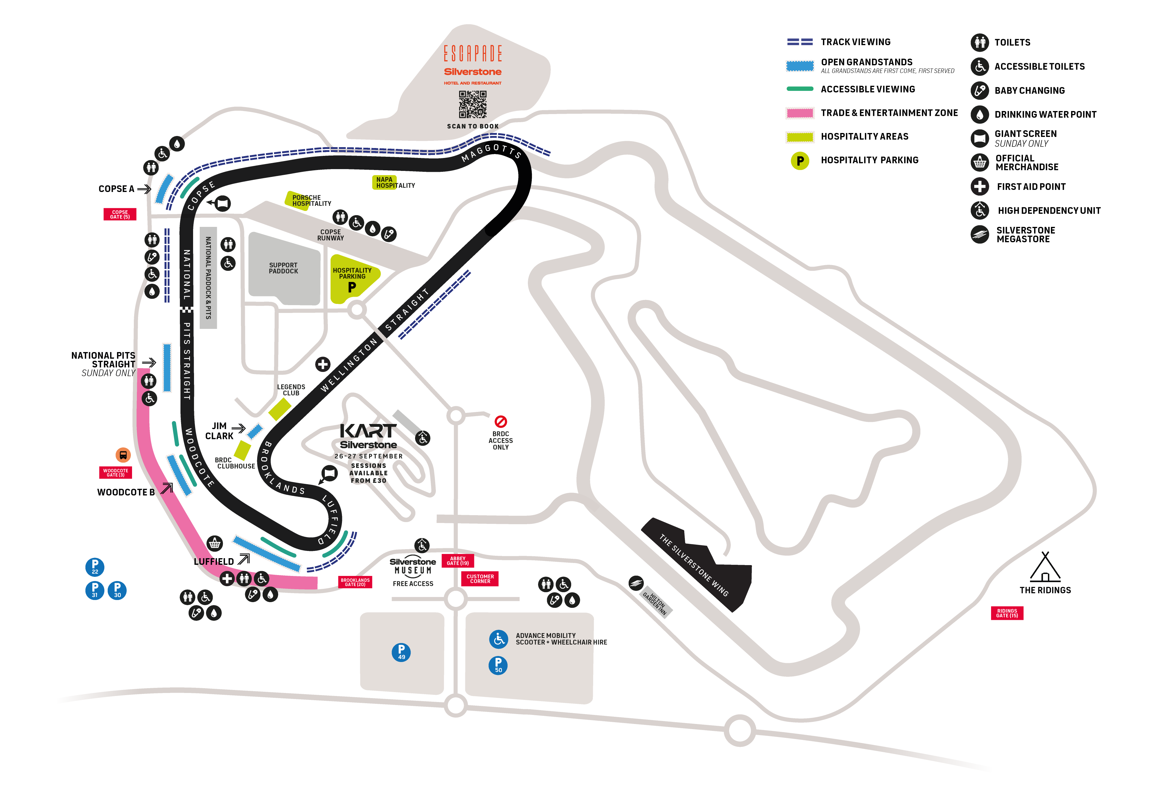 F1 BGP 2026 hospitality venue locations map around Silverstone circuit