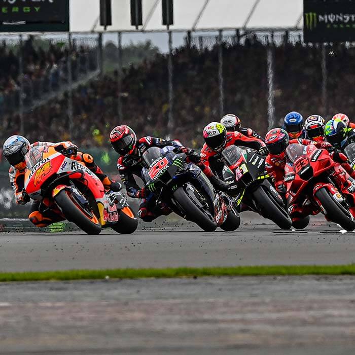 MotoGP bikes on track