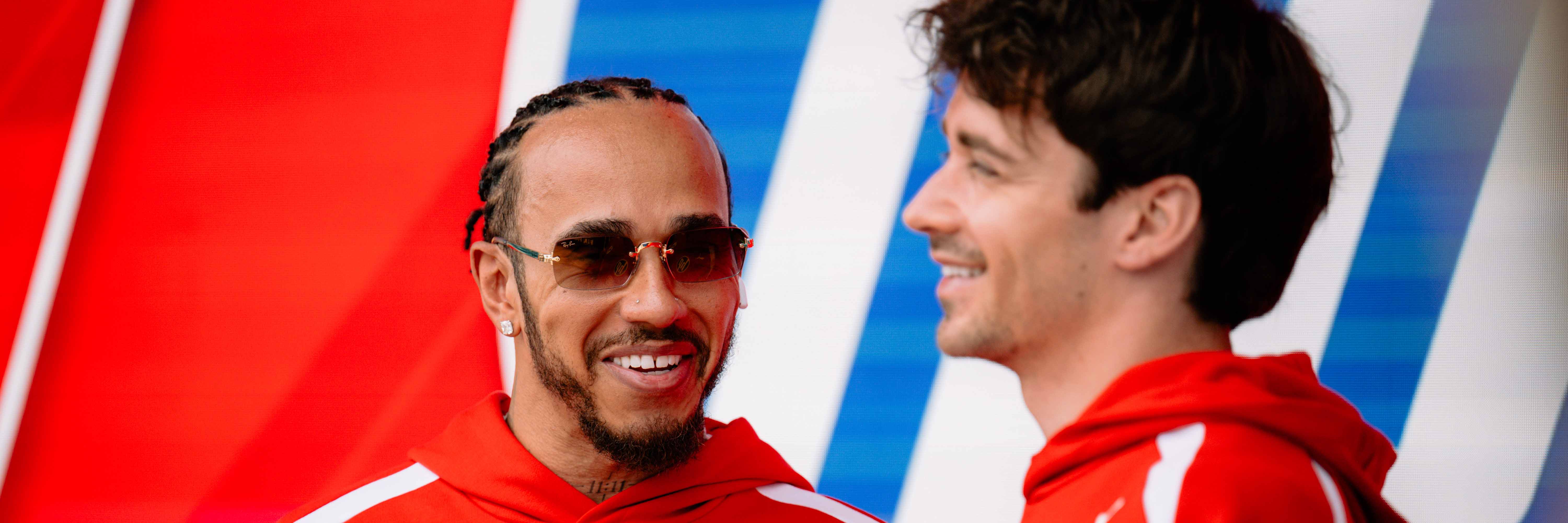 Lewis Hamilton and Charles Leclerc at the Miami Grand Prix