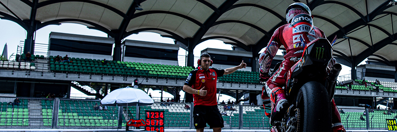 Enea Bastianini in the pit lane at the Sepang International Circuit