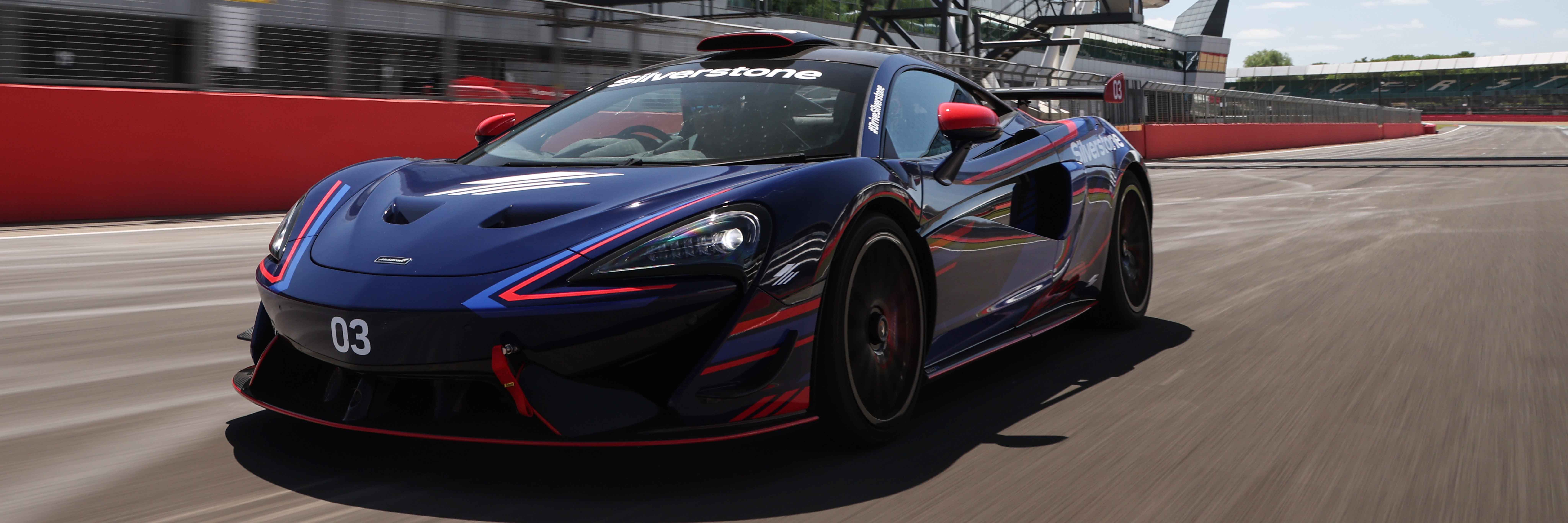 The McLaren 620R on the Hamilton Straight for a Silverstone driving experience