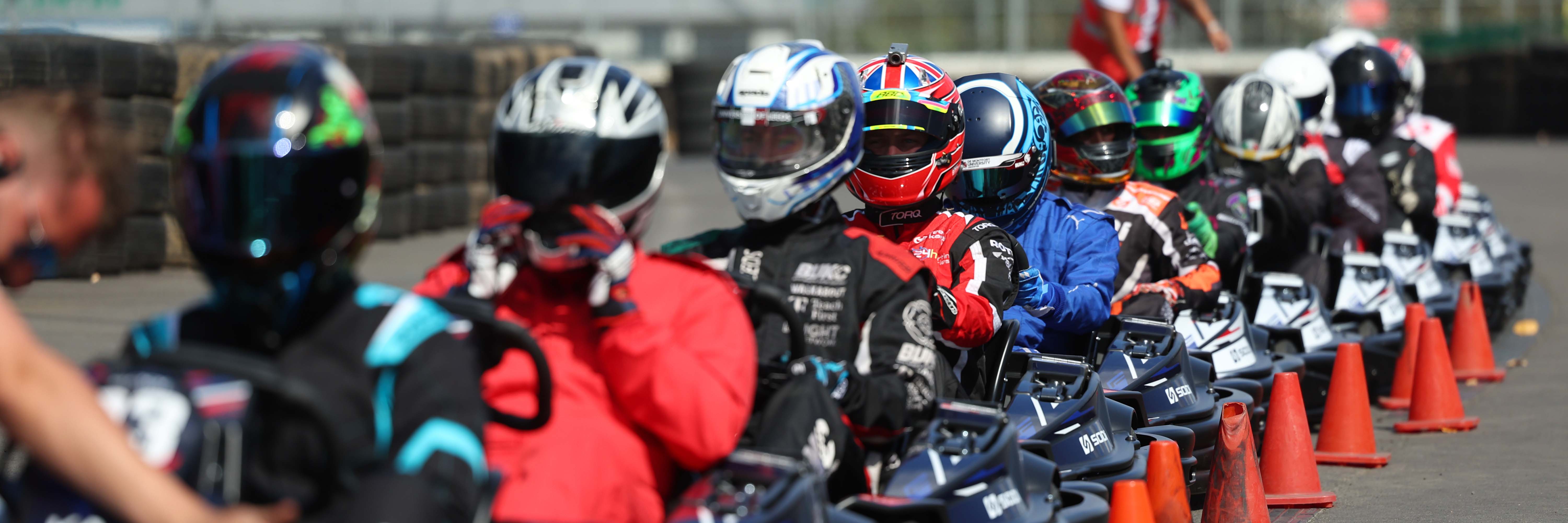 Kart Silverstone drivers lining up before a session