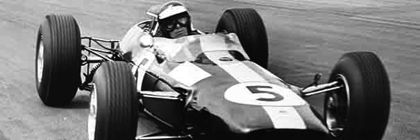 British F1 driver Jim Clark on track at Silverstone