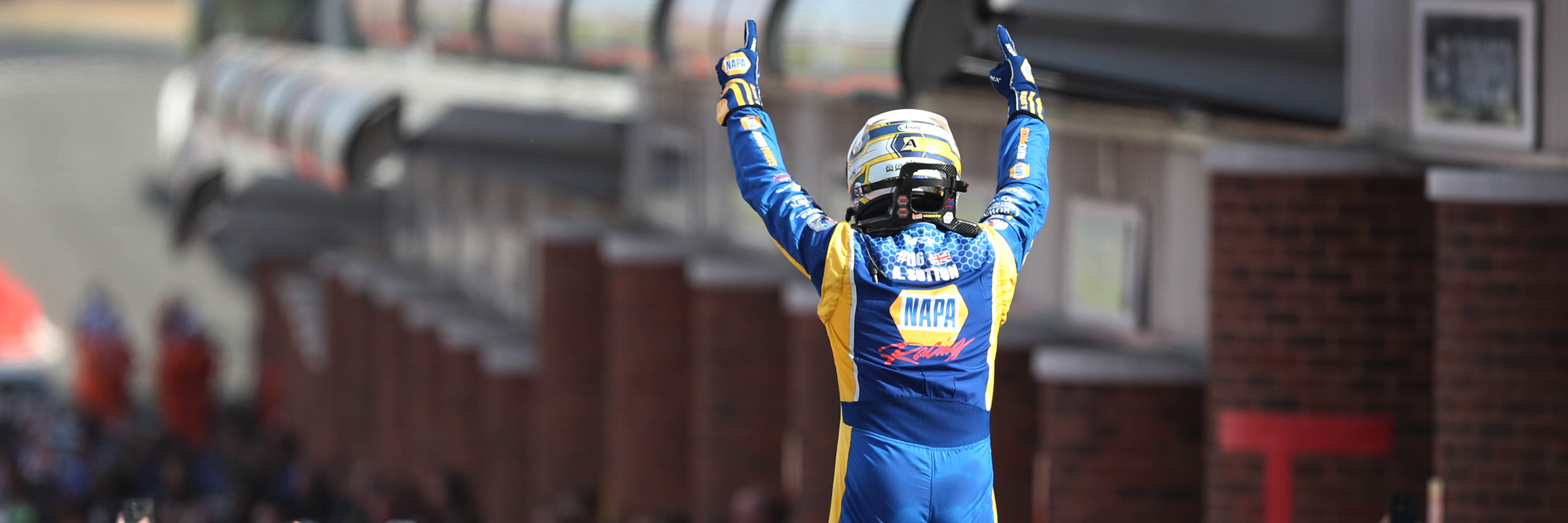 Ash Sutton after winning the BTCC title in Race 1 at Brands Hatch