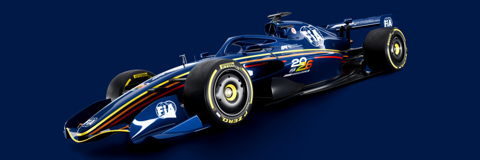 An F1 car imagined in the new 2026 regulations era