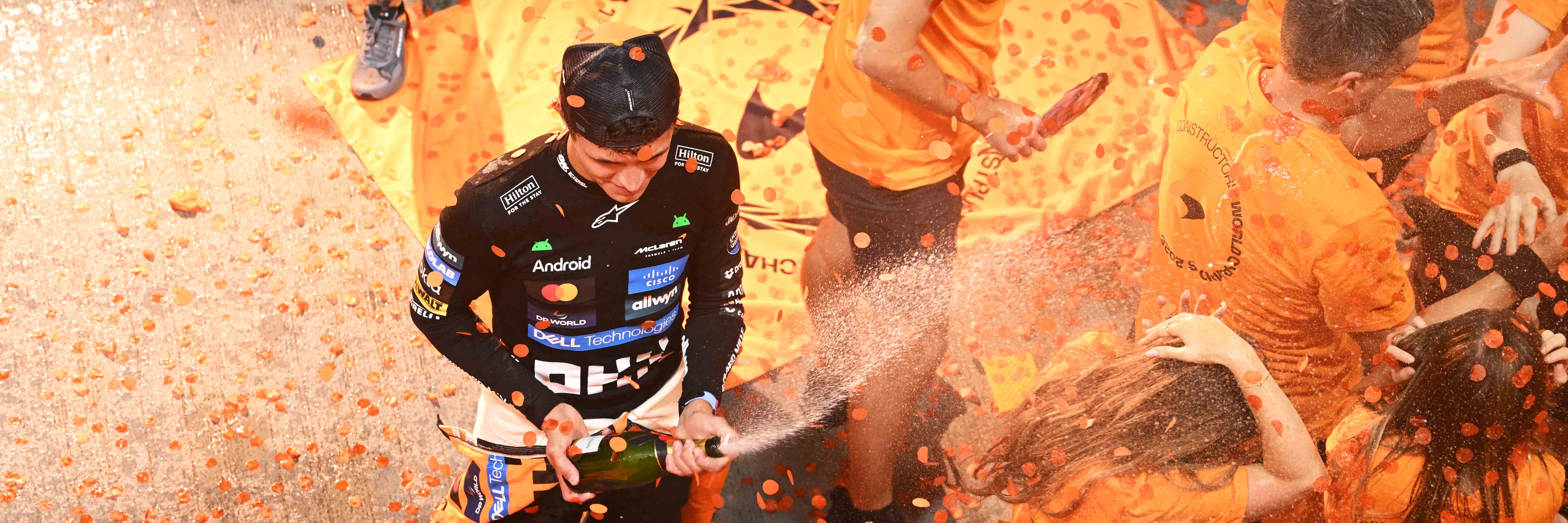 Lando Norris and McLaren after taking the F1 Constructors' championship