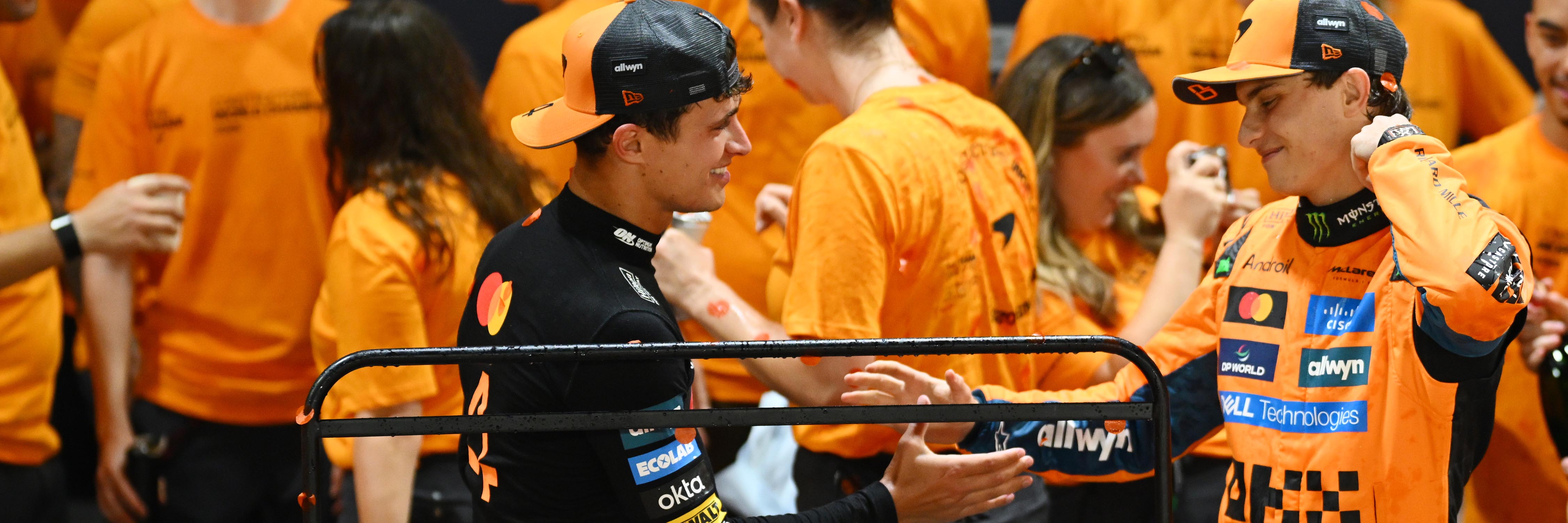 Lando Norris and Oscar Piastri after the Singapore Grand Prix