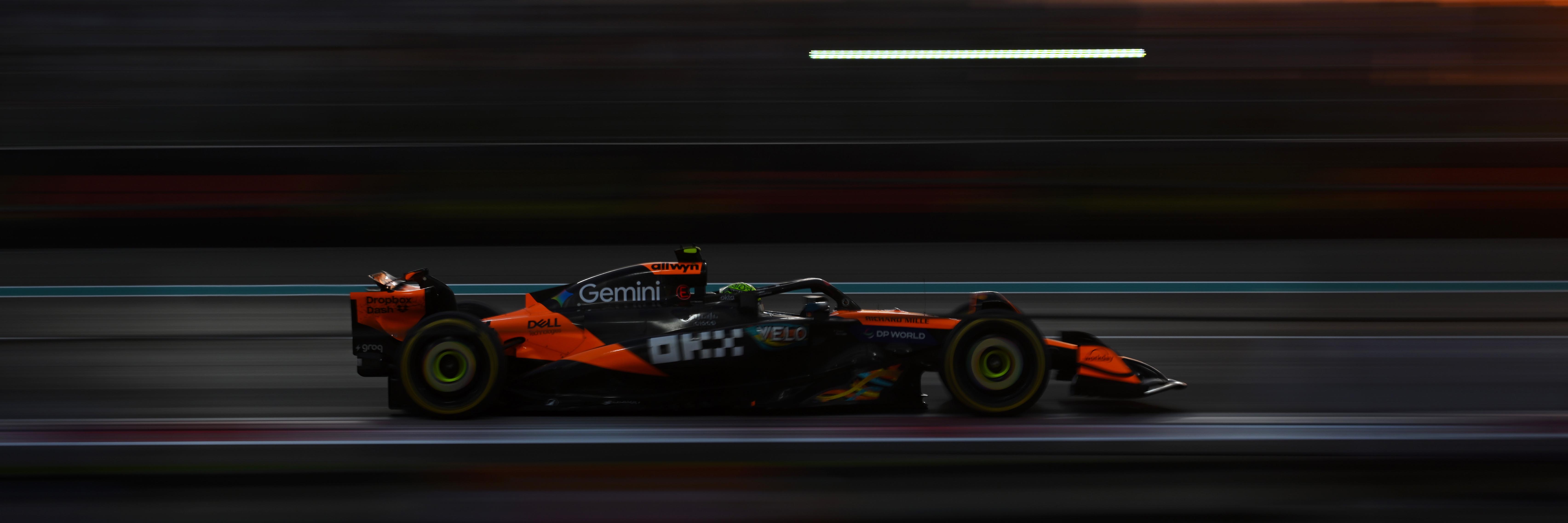 Lando Norris on track in Abu Dhabi before winning the 2025 F1 title