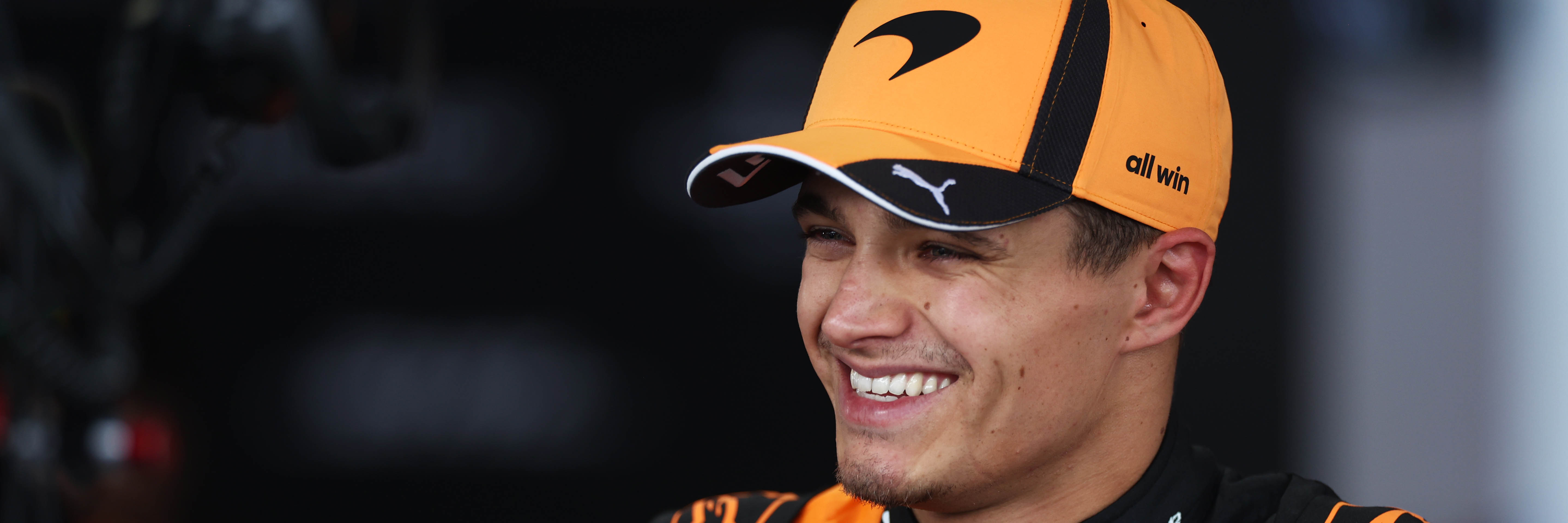 Lando Norris being interviewed in the F1 paddock