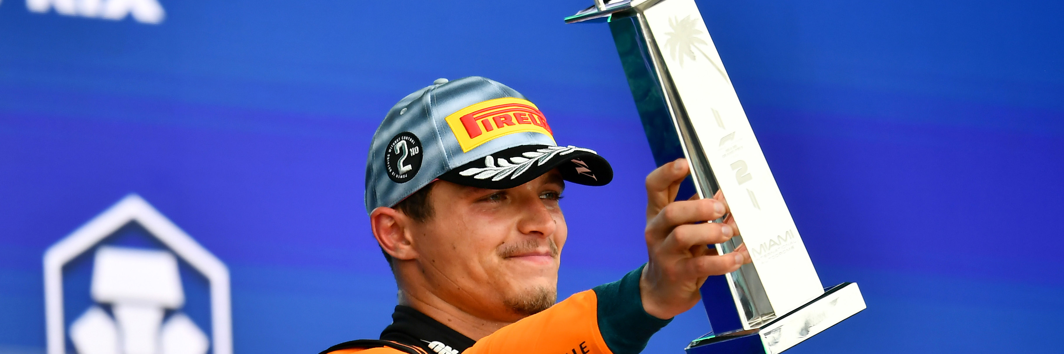Lando Norris with his Miami Grand Prix trophy