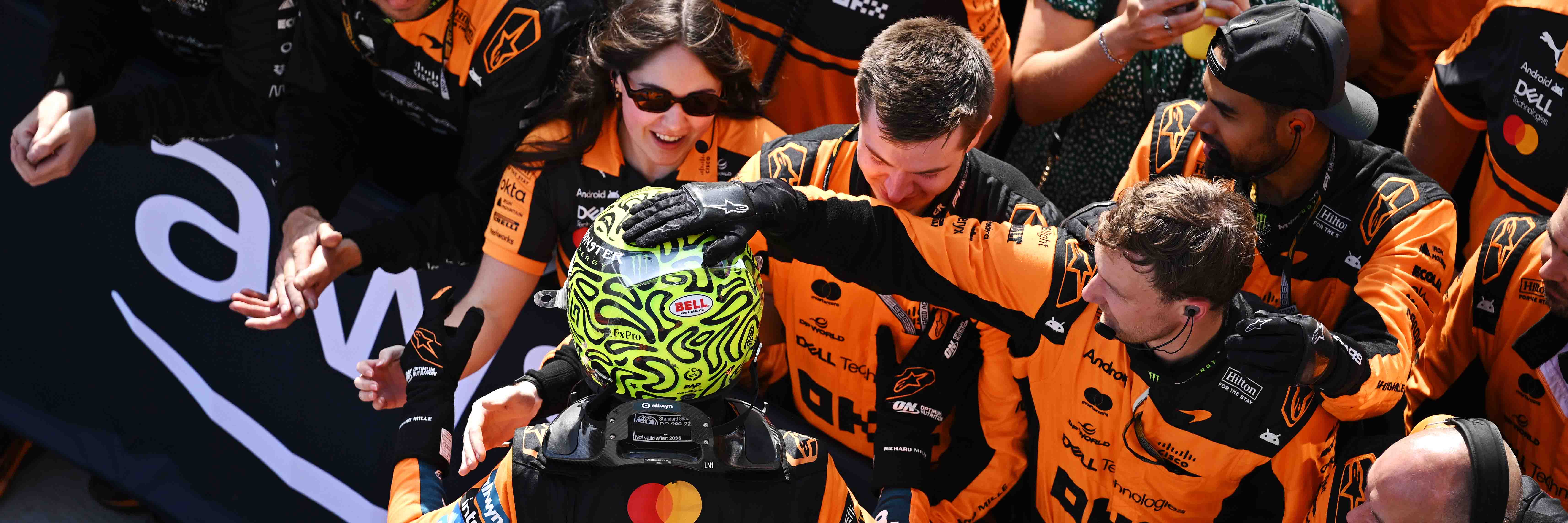 Lando Norris and the McLaren F1 team celebrate victory in Hungary