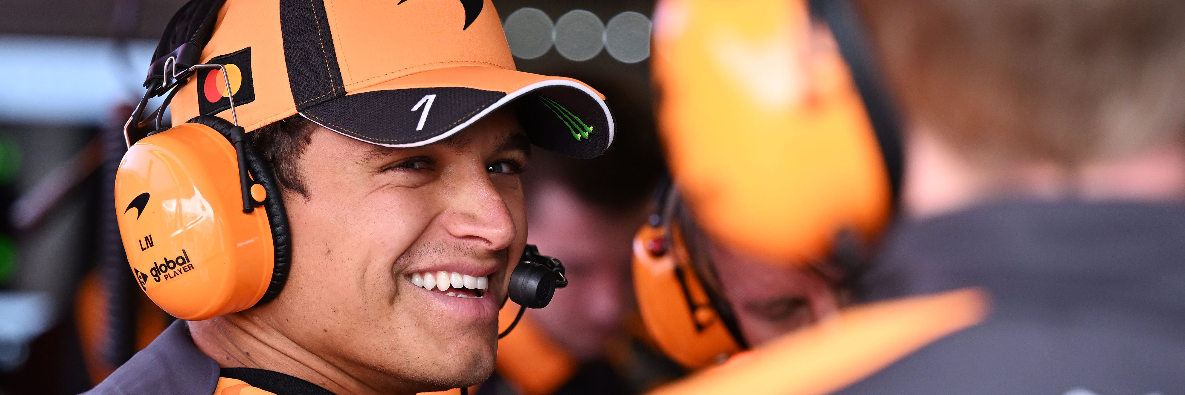 Lando Norris on the McLaren pit wall