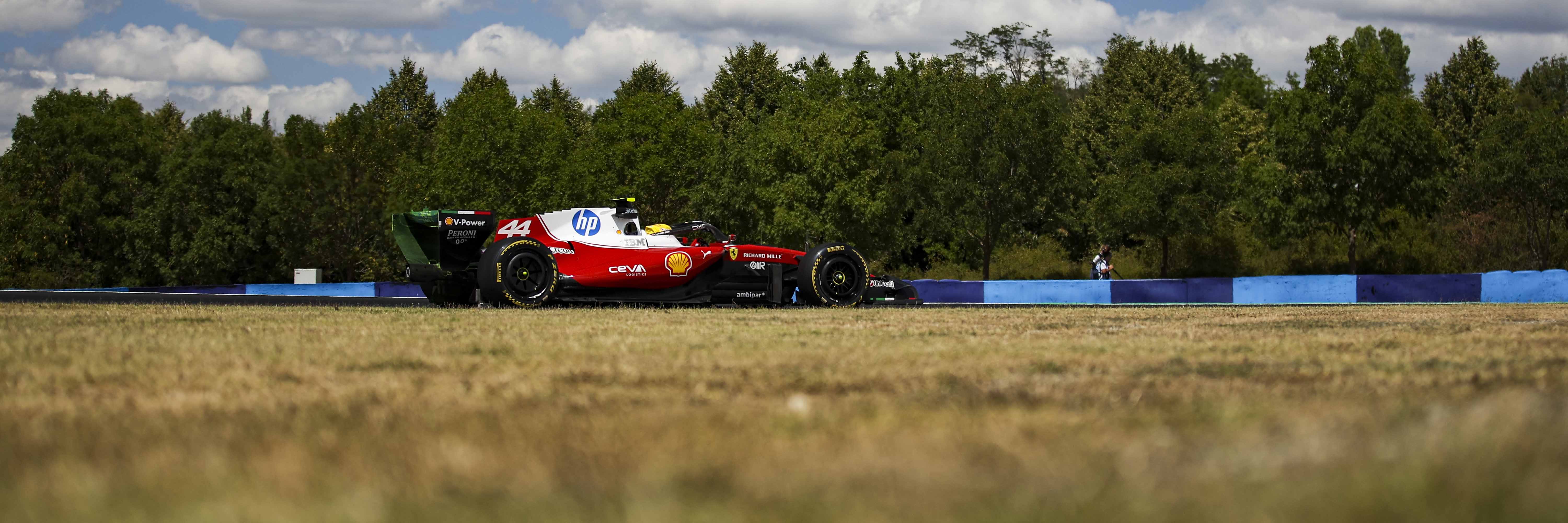 Lewis Hamilton at the Hungaroring in his 2026 Ferrari F1 car