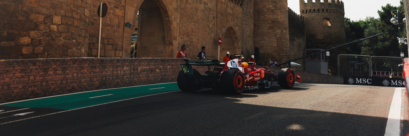 Lewis Hamilton in the Ferrari SF-25 in Baku