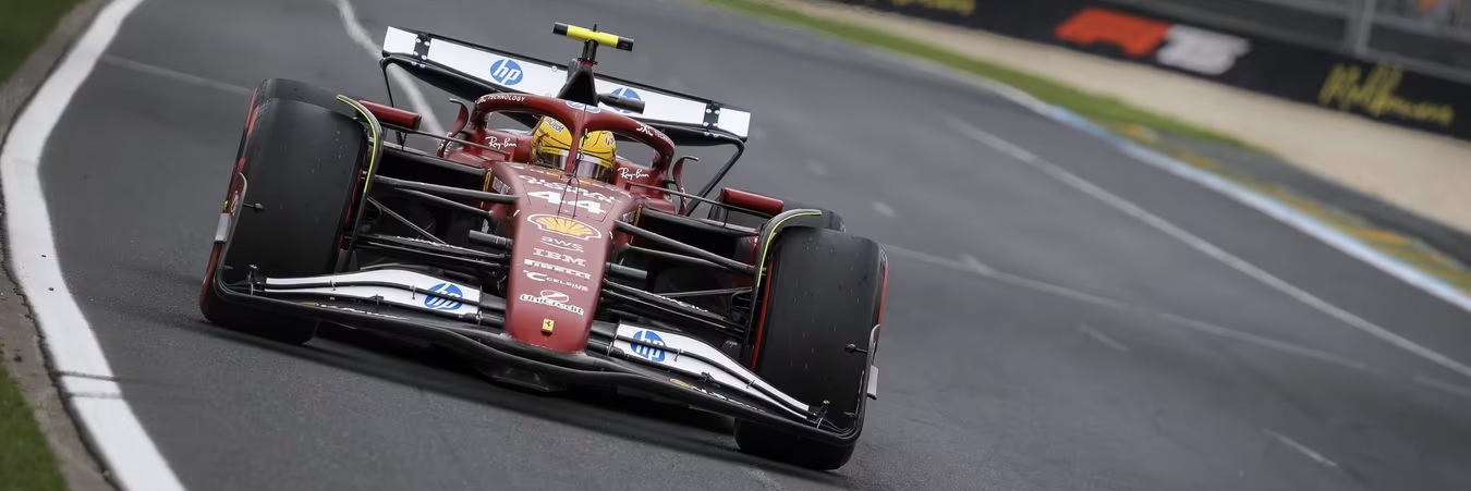 Lewis Hamilton on track in his Ferrari F1 car