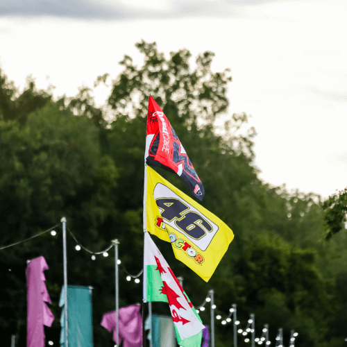 motogp flags at the campsite