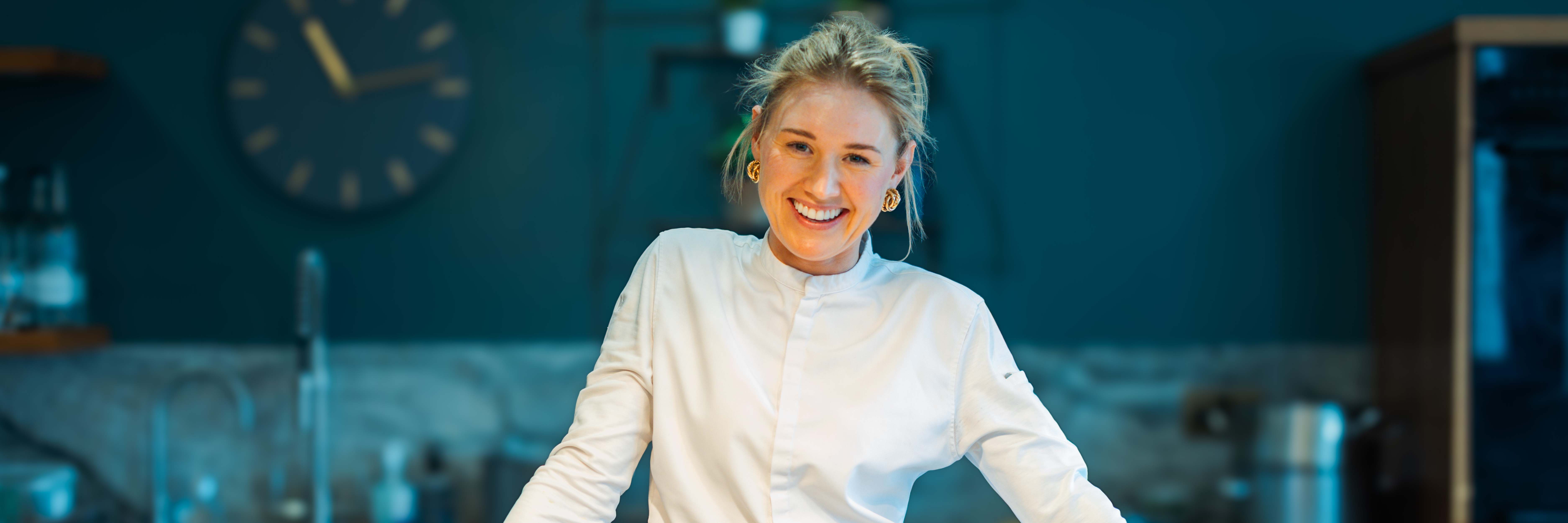 Celebrated chef Kate Austen in her kitchen