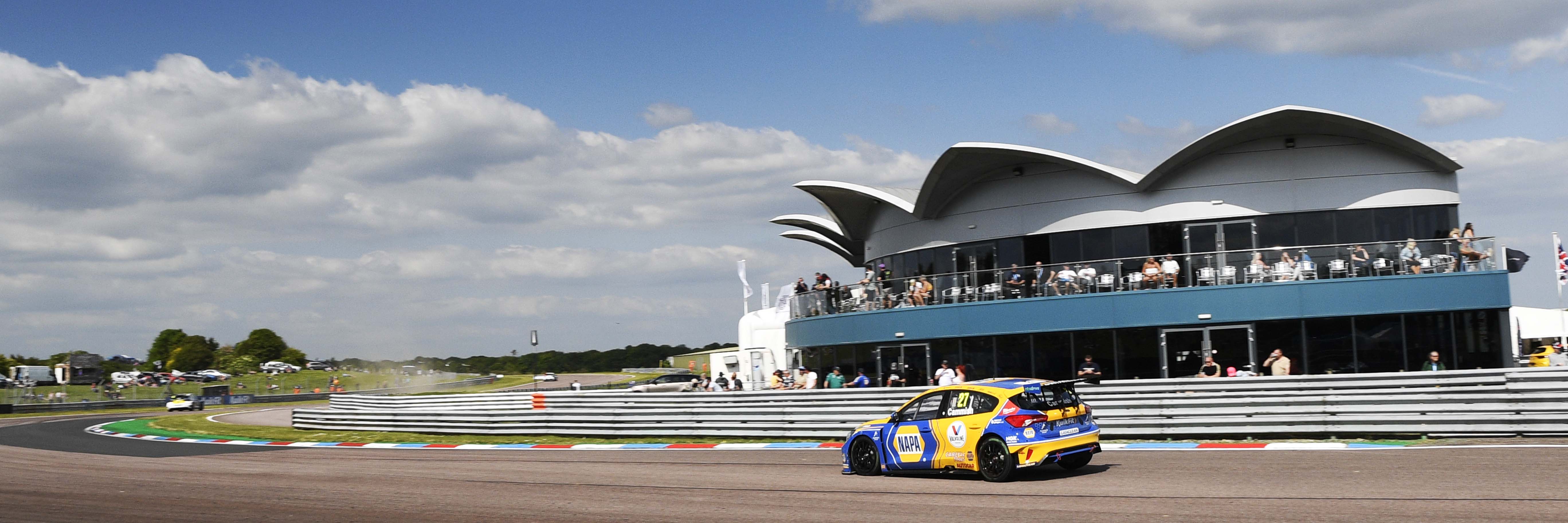 Dan Cammish on track at Thruxton for the BTCC race