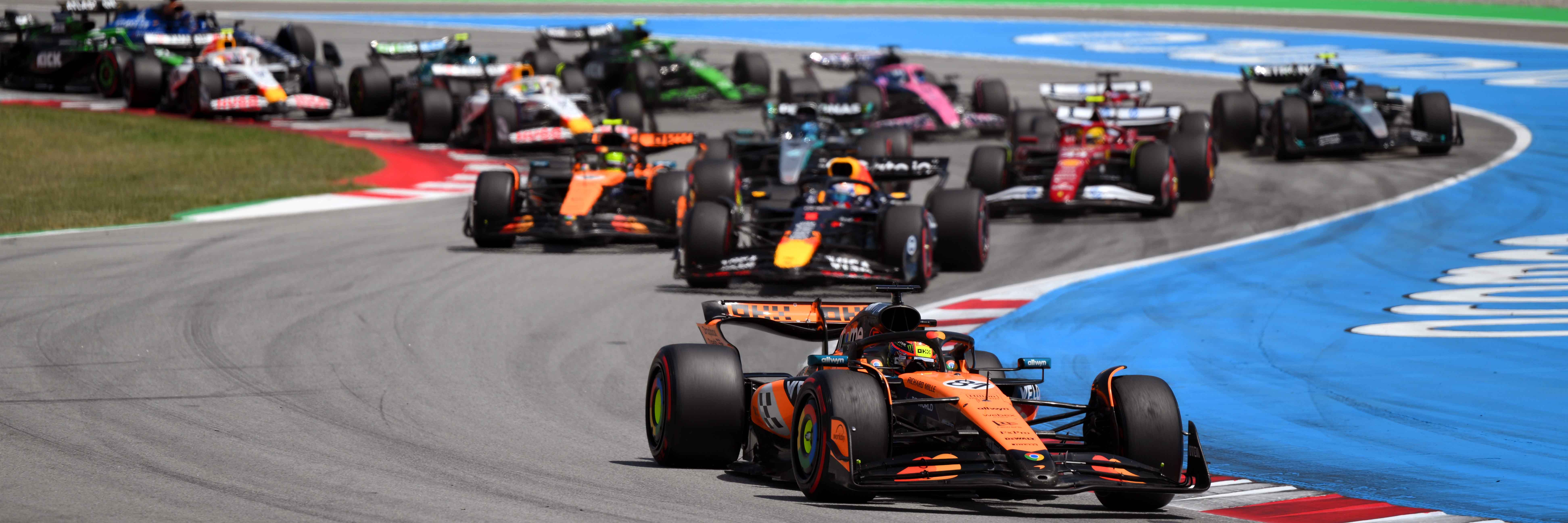 Oscar Piastri leads the field at the 2025 Spanish Grand Prix
