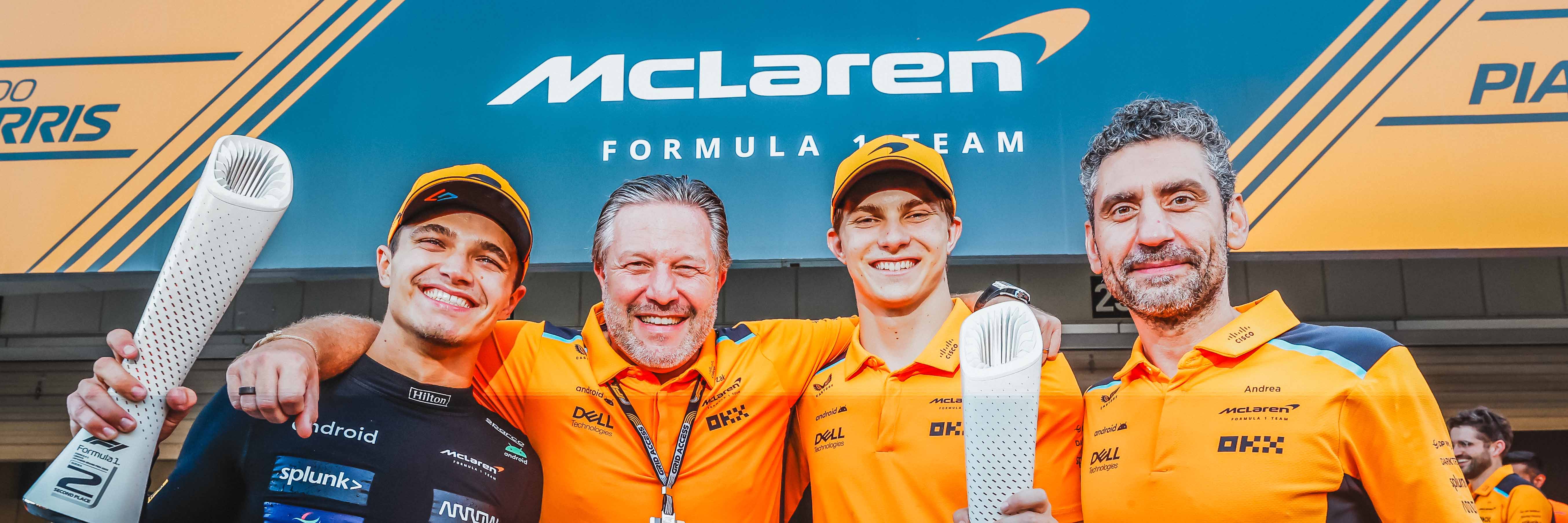 The McLaren F1 team celebrating after the Japanese Grand Prix