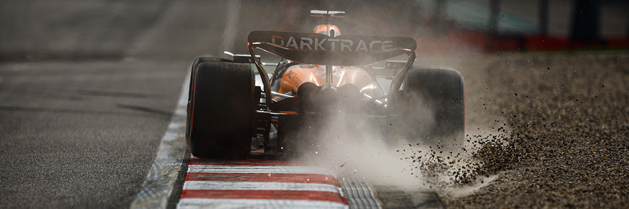 Lando Norris at the final corner of the Chinese Grand Prix