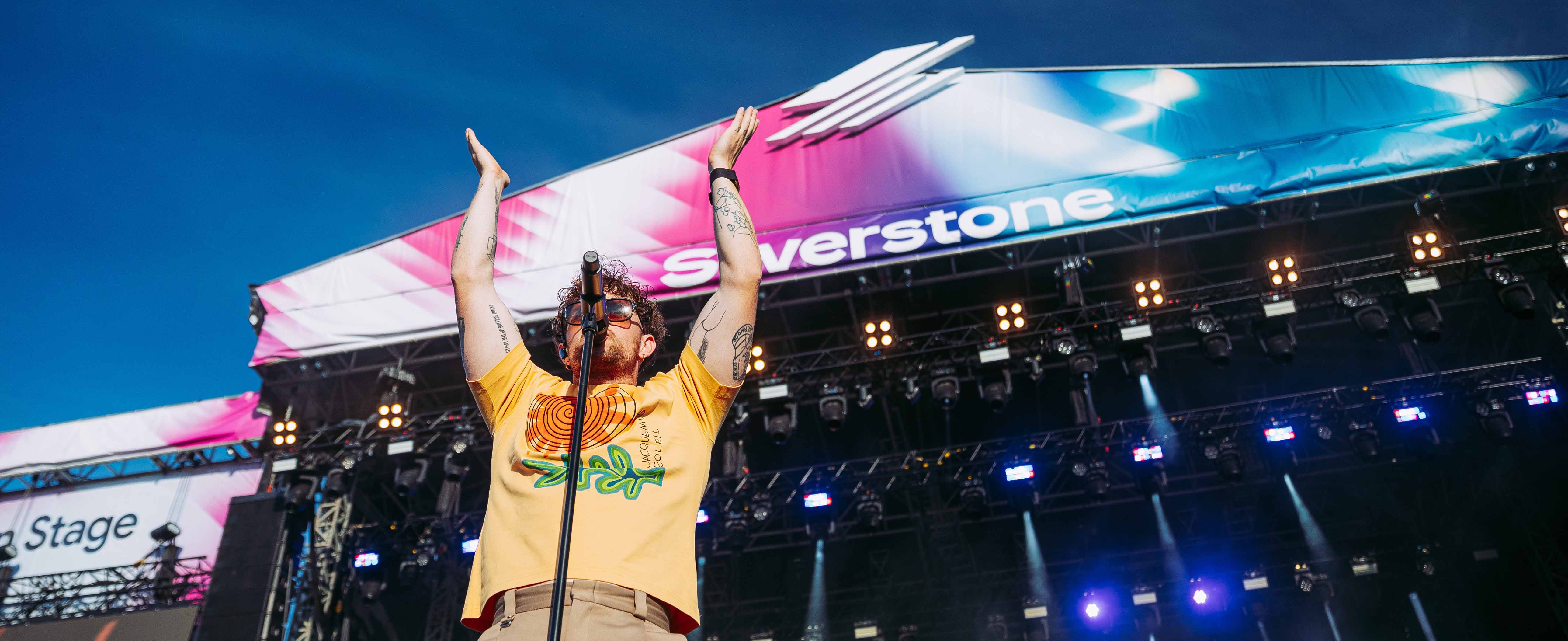 Tom Grennan on the Chrome Main Stage performing after the British Grand Prix