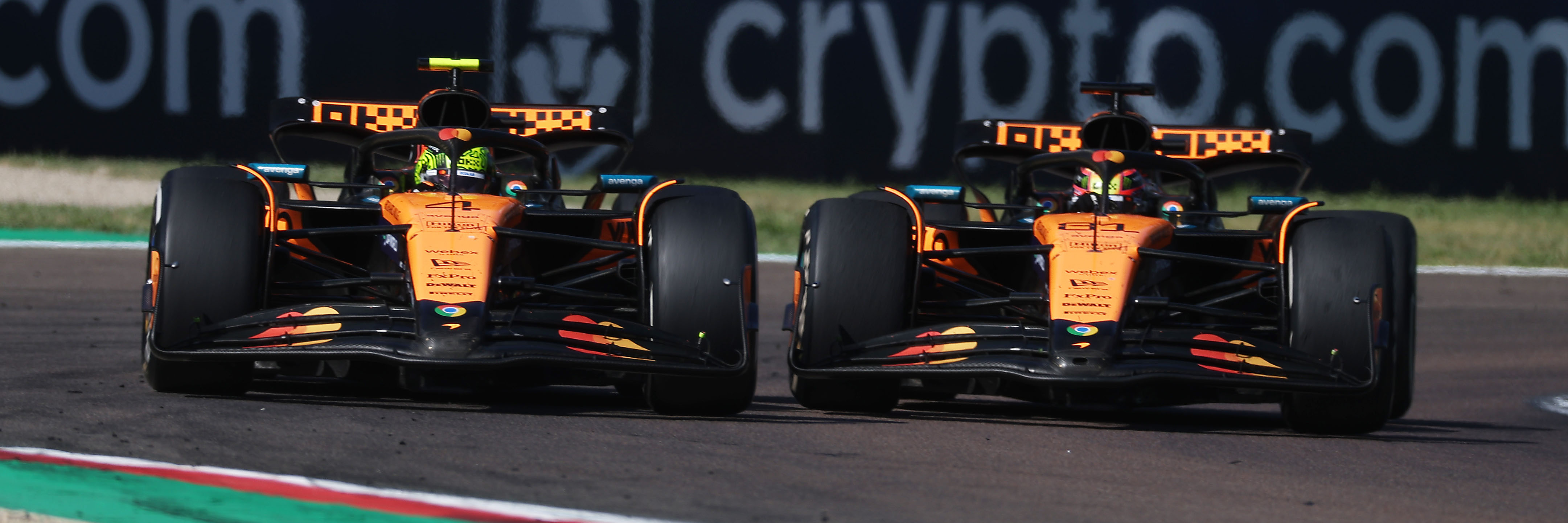 Lando Norris and Oscar Piastri go wheel-to-wheel in Imola