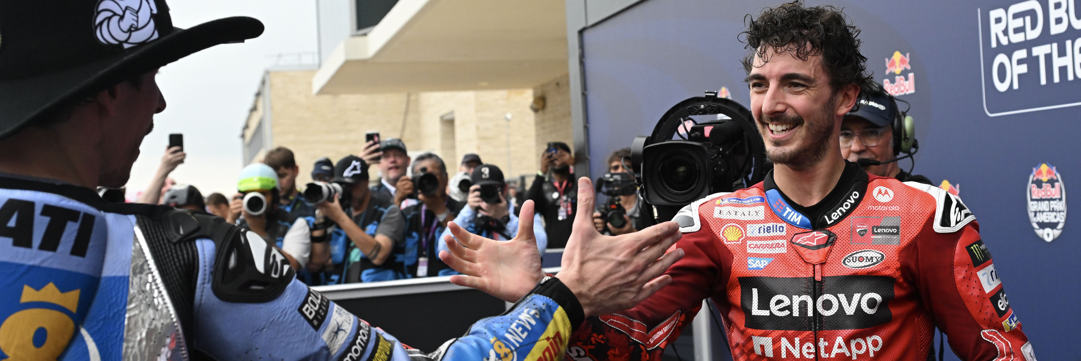 Pecco Bagnaia after winning the MotoGP 2025 America race