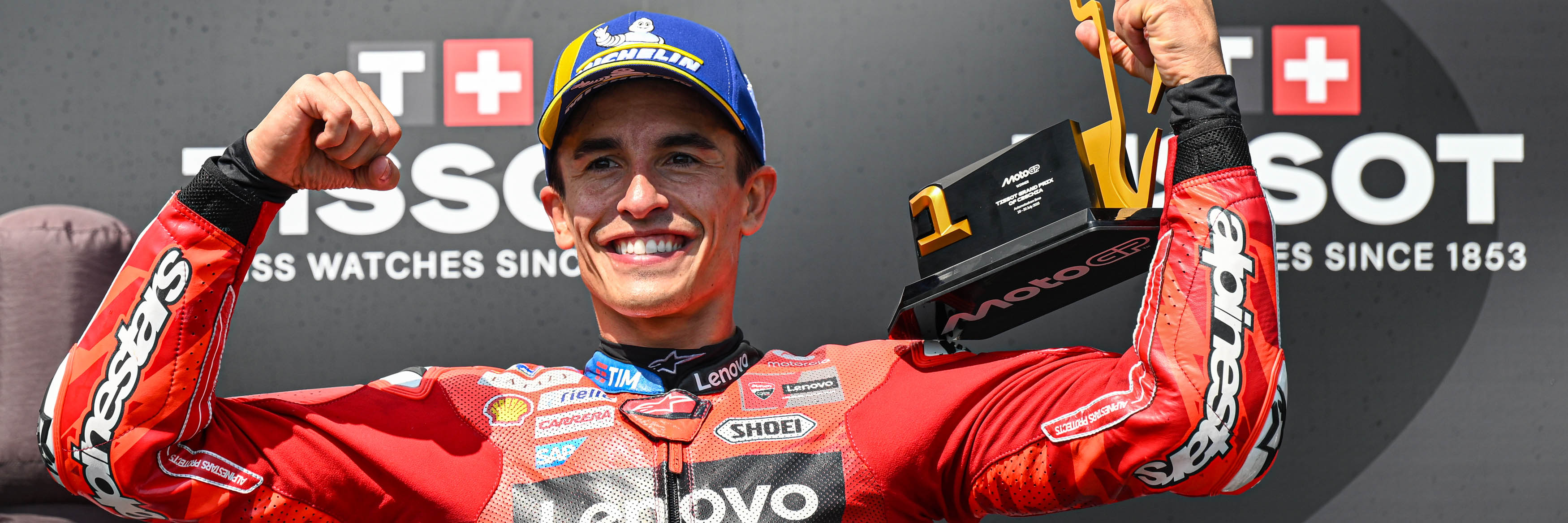 Marc Marquez on the MotoGP podium