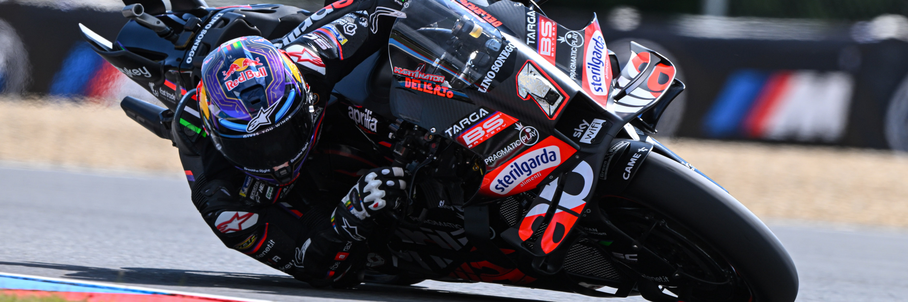 Jorge Martin riding his Aprilia MotoGP bike at Brno