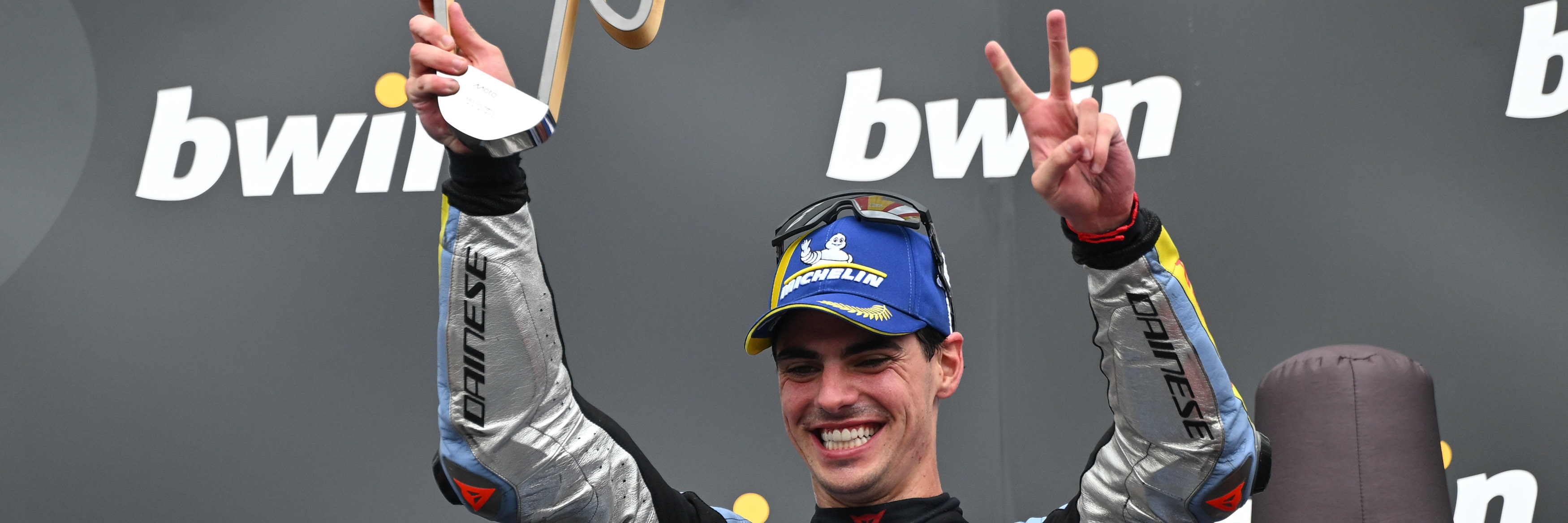 Fermin Aldeguer on the MotoGP podium