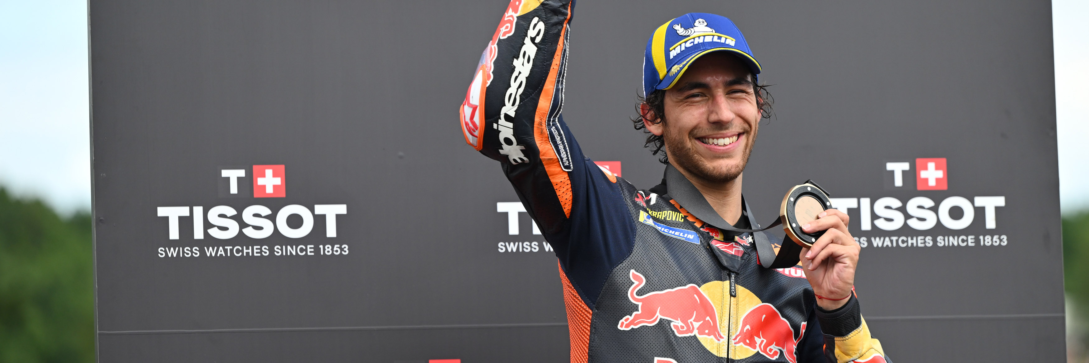 Enea Bastianini on the MotoGP Sprint podium