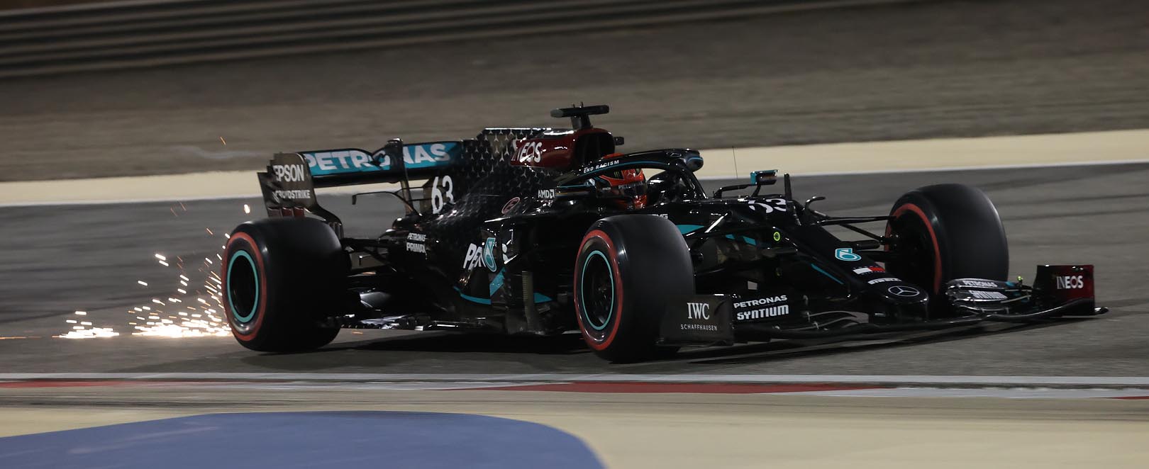 George Russell in his Mercedes Formula 1 car at the 2020 Sakhir Grand Prix