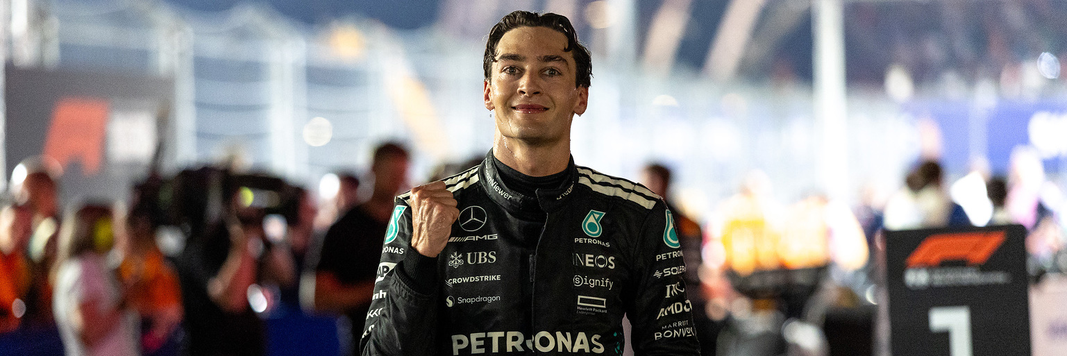 George Russell after winning the 2025 Singapore Grand Prix
