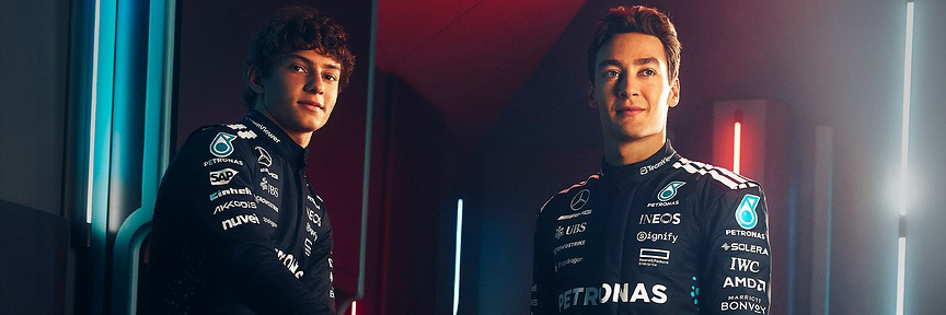 George Russell and Kimi Antonelli