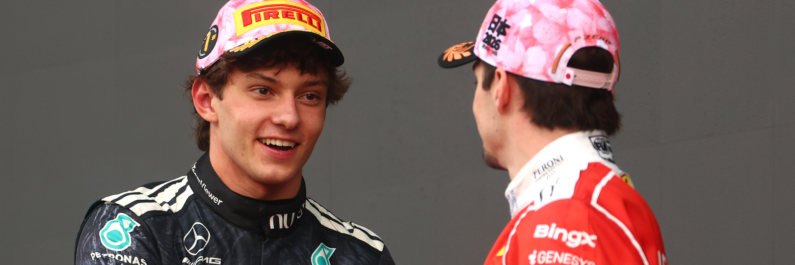 Kimi Antonelli talks to Charles Leclerc