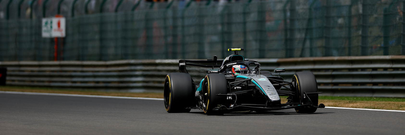 Kimi Antonelli on track in the 2026 Belgian Grand Prix