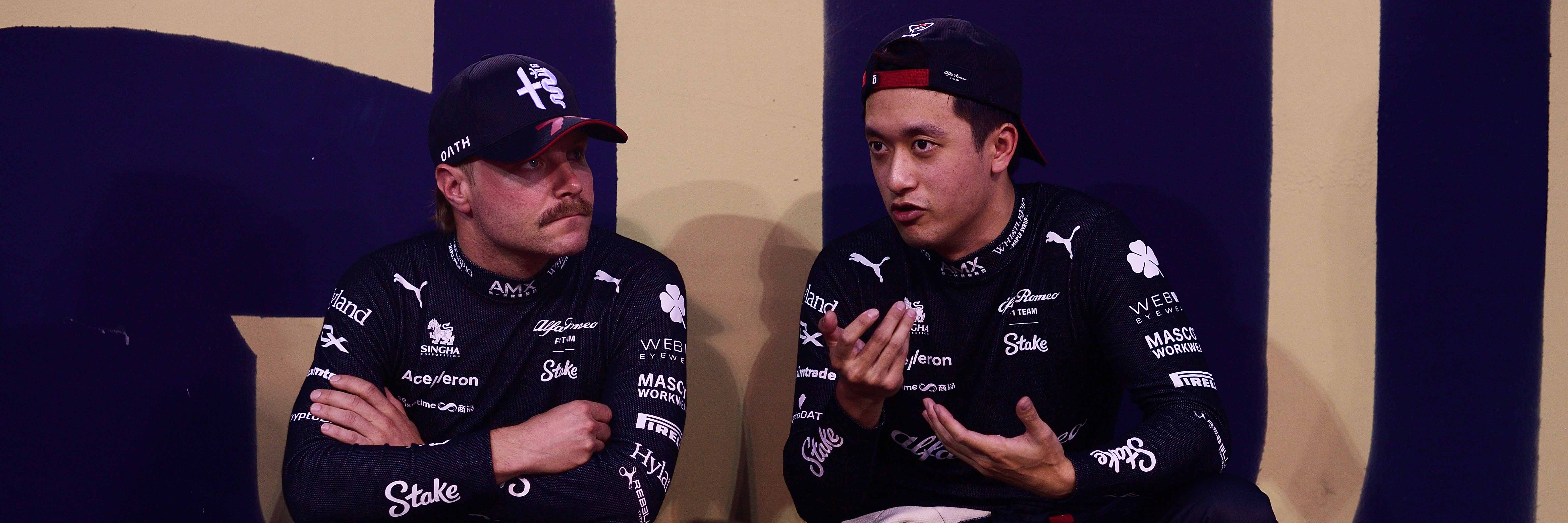 Sauber drivers Valtteri Bottas and Zhou Guanyu