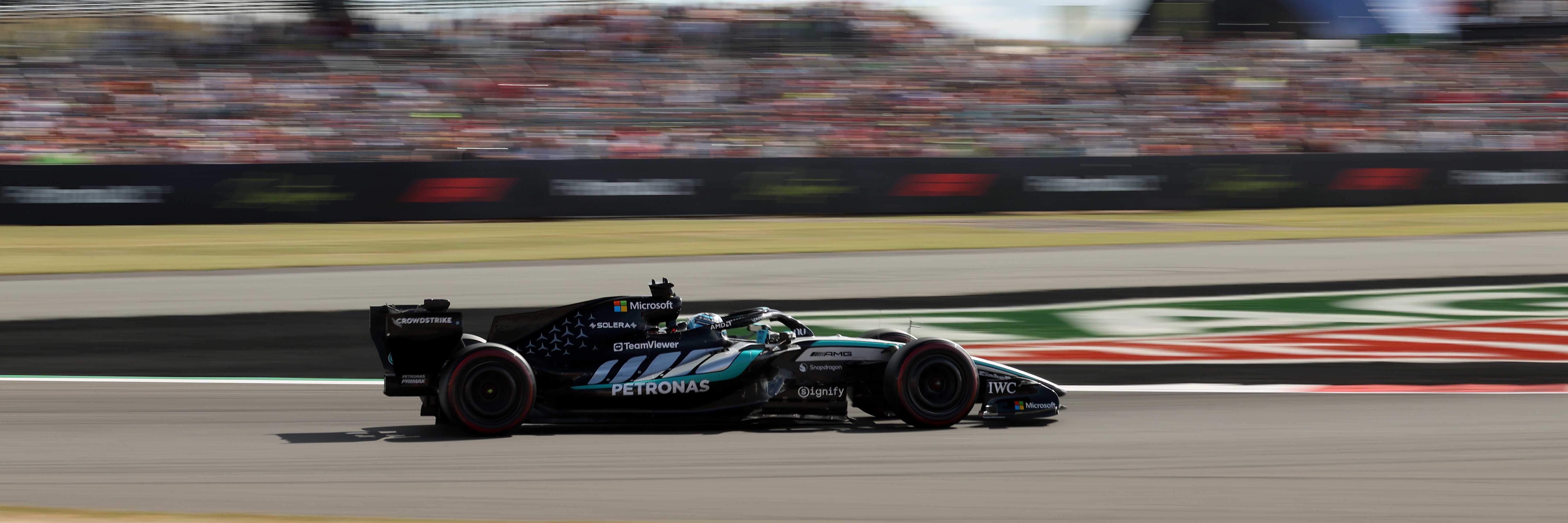 George Russell on track at the 2026 British Grand Prix