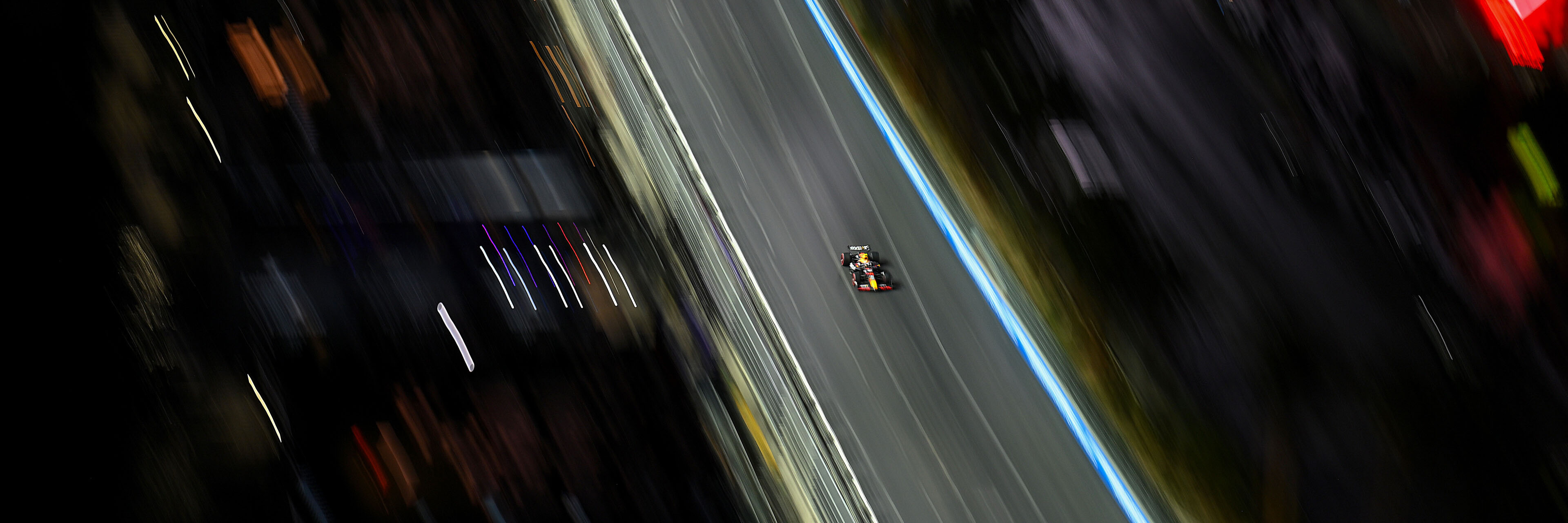 Max Verstappen racing in the F1 Las Vegas Grand Prix