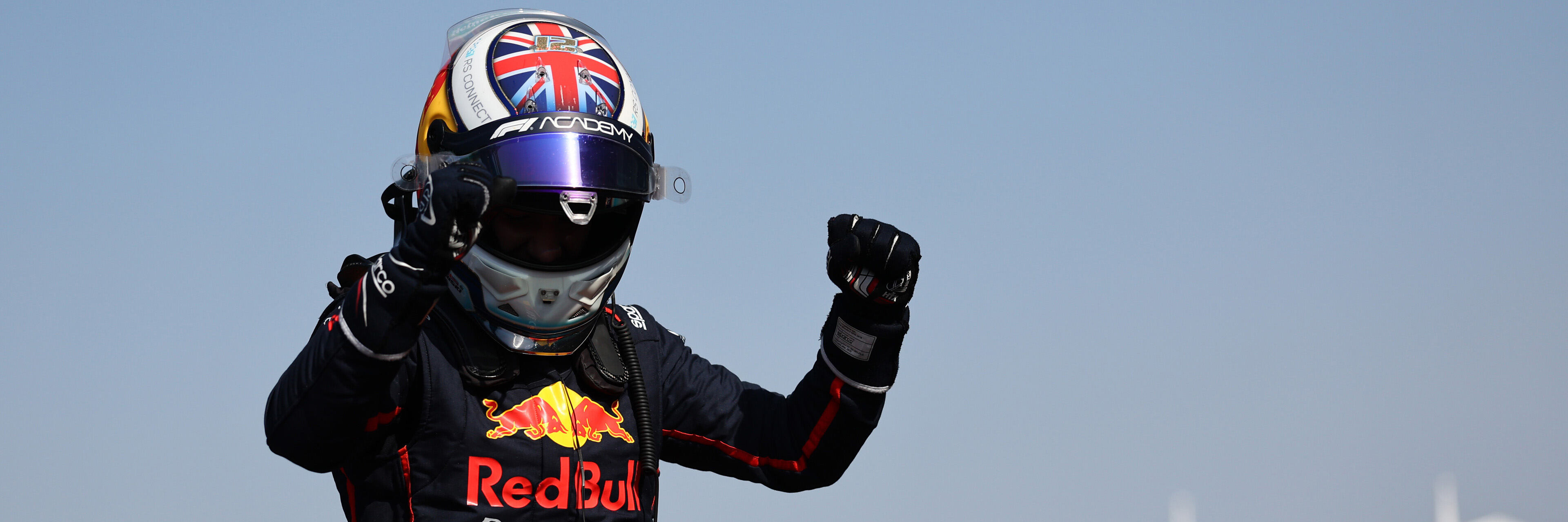 Alisha Palmowski celebrates winning the F1 Academy Shanghai race